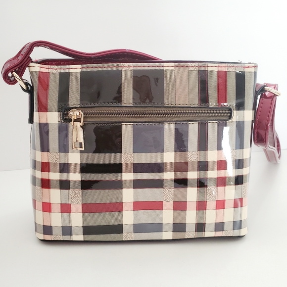 Diophy Red Checkered Patent Leather Crossbody Purse - Picture 7 of 10